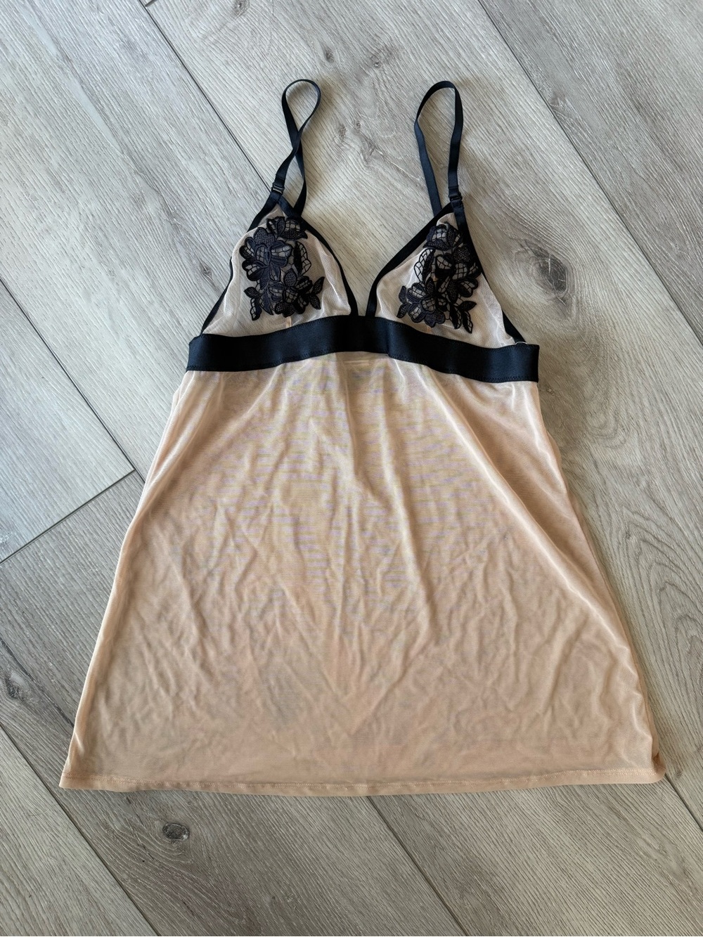 Forever 21 Nude and Black Lace Slip Dress